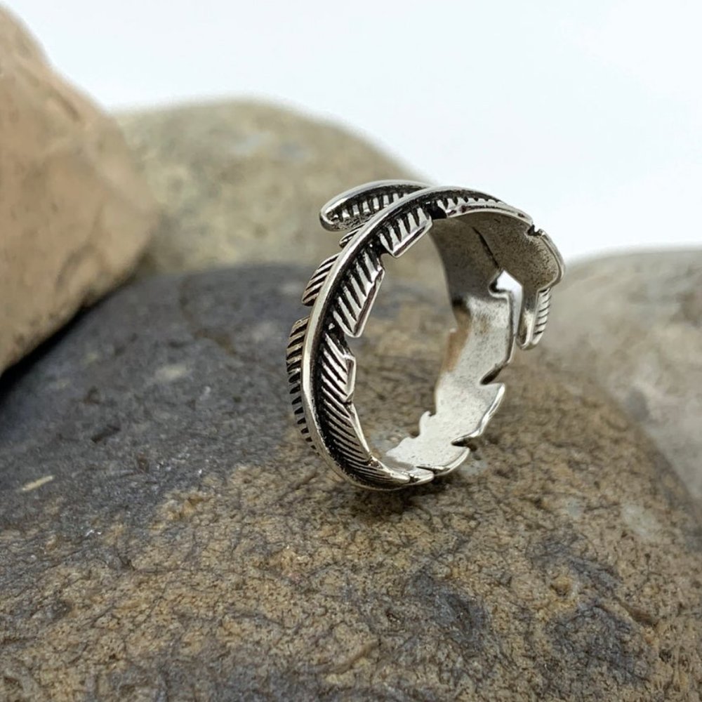Feather Silver Ring, Bypass Ring, Adjustable Open - image 4
